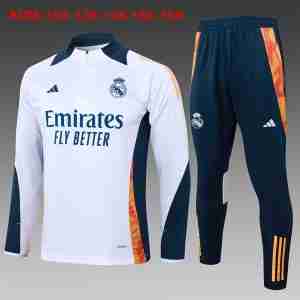 Sudadera De Training Niños Real Madrid 2024 2025 Blanco Azul