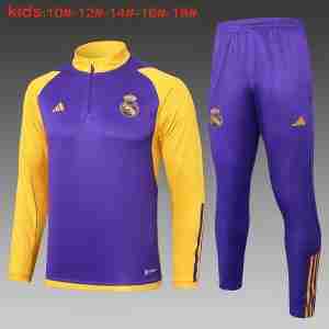 Sudadera Entrenamiento Niños Real Madrid 24 2025 Purpura Amarillo