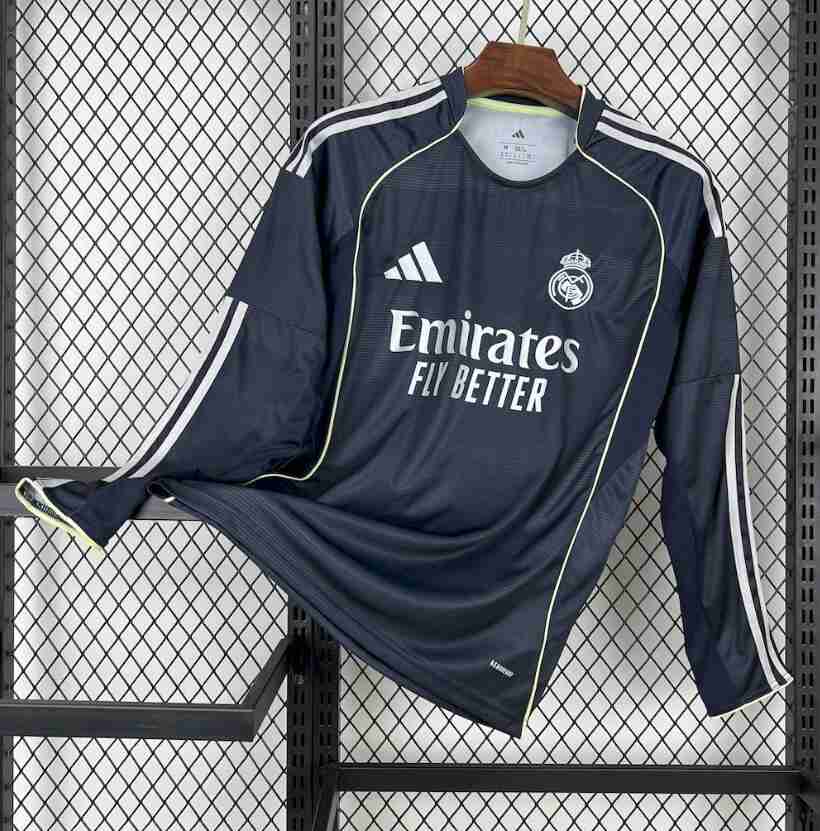 Tailandia Camiseta Real Madrid Segunda Manga Larga Equipacion 2025 2026