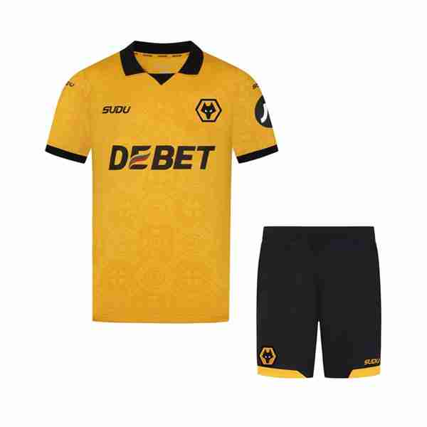 Camiseta Wolves 1ª Niño 2025-2026 Camiseta Wolves Conjunto Niños Primera Equipacion 2025 2026