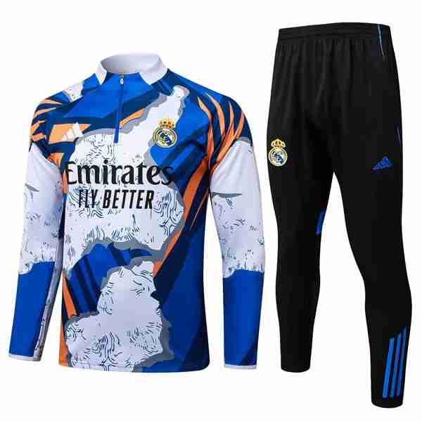 Sudadera De Training Real Madrid 2025-2026 Azul Blanco Sudadera Entrenamiento Real Madrid 2025 2026 Azul Blanco