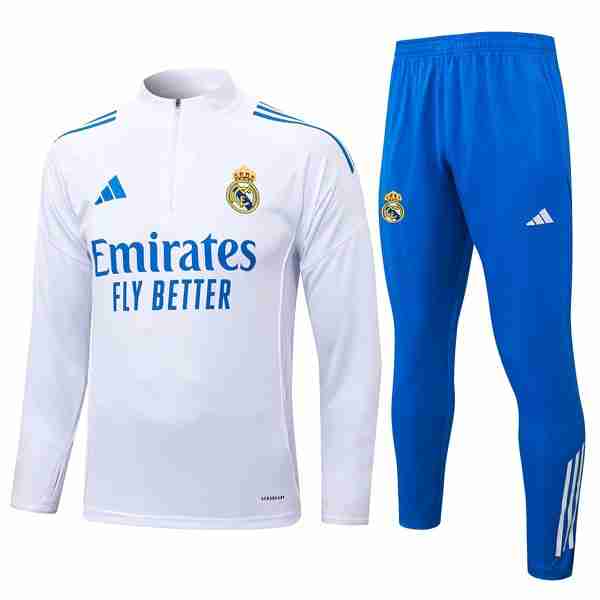 Sudadera De Training Real Madrid 2025-2026 Blanco 5 Sudadera Entrenamiento Real Madrid 2025 2026 Blanco Azul