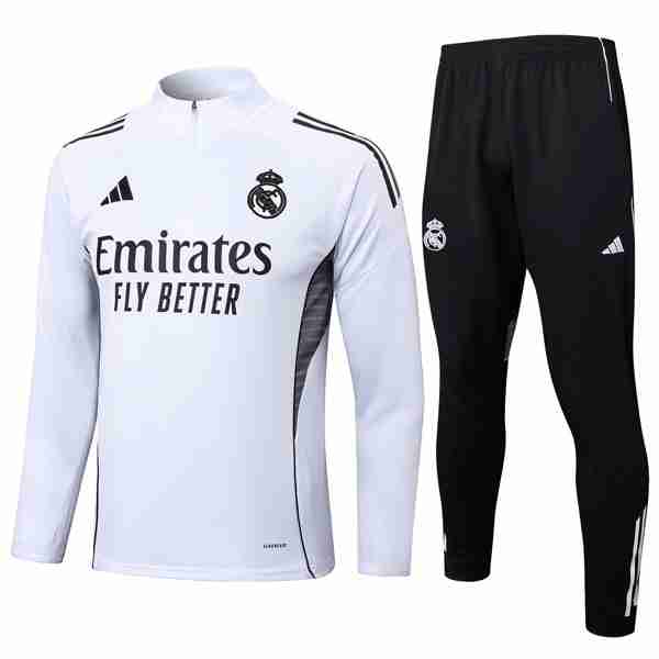 Sudadera De Training Real Madrid 2025-2026 Blanco 3 Sudadera Entrenamiento Real Madrid 2025 2026 Blanco Gris