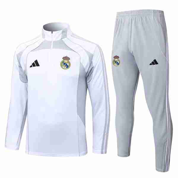 Sudadera De Training Real Madrid 2025-2026 Blanco 6 Sudadera Entrenamiento Real Madrid 2025 2026 Gris Blanco