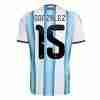 GONZALEZ NO.15 Camiseta Argentina Primera Equipacion 2026 – Versión Jugador